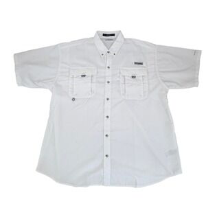 Columbia PFG Bahama Fishing Shirt Mens Extra Large White PFG Short Sleeve Vented